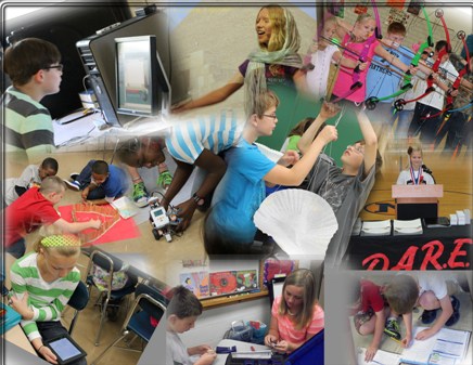 collage of students working